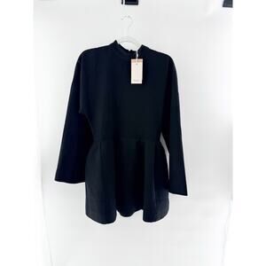 NWT The Femm Smith 3/4 Sleeve High Neck Fit & Flare Mini Dress Black Women's S